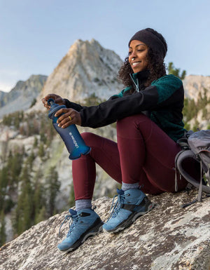 LifeStraw Peak Series Collapsible Squeeze 1L Bottle with Filter Mountain Blue