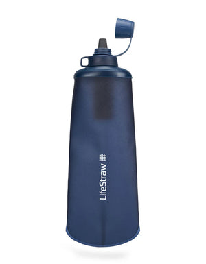 LifeStraw Peak Series Collapsible Squeeze 1L Bottle with Filter Mountain Blue