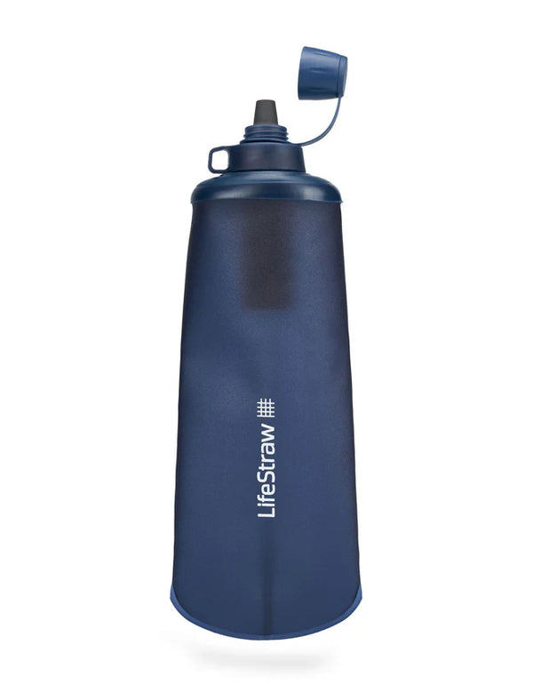 LifeStraw Peak Series Collapsible Squeeze 1L Bottle with Filter Mountain Blue