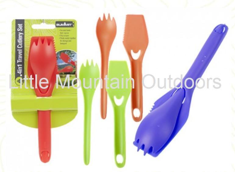 Summit 4 in1 Travel Cutlery 4 Colours Spork Knife Fork Spoon Microbites SnaxTool