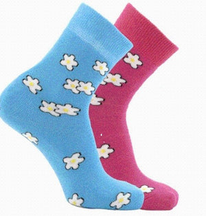 Horizon Kids Outdoor Socks 2 Pack Floral Cerise / Sky 12.5 - 3 - 80% Cotton