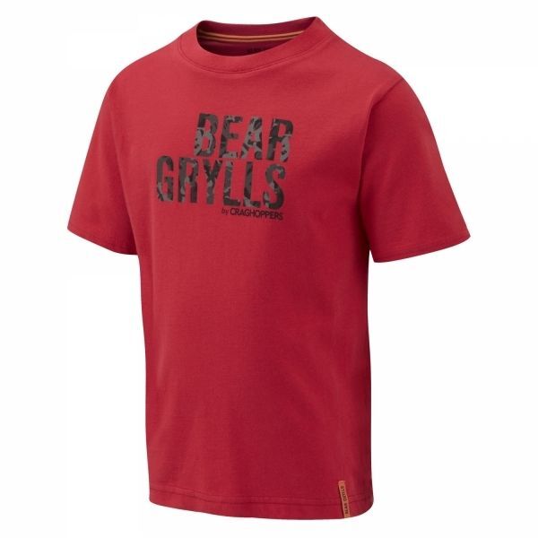 Craghoppers Bear Grylls Kids Camo Logo T-Shirt Bear Red 100% cotton jersey