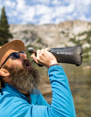 LifeStraw Peak Series Collapsible Squeeze 1L Bottle with Filter Mountain Blue