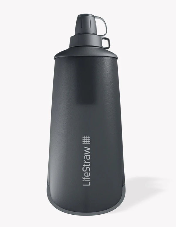 LifeStraw Peak Series Collapsible Squeeze 1L Bottle with Filter Mountain Blue