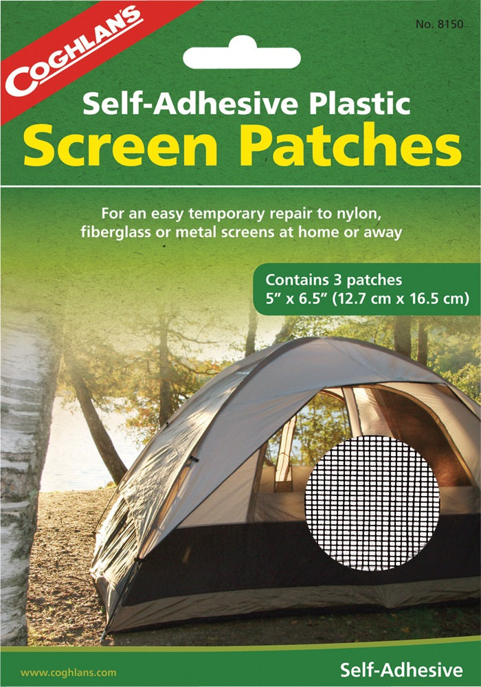 Coghlans Self-Adhesive Plastic Screen Patches x 3 12.7cm x 16.5cm